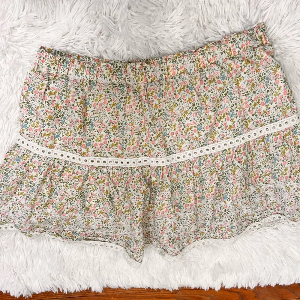 Jennifer &‎ Grace women floral teacup white mini skirt size XL
